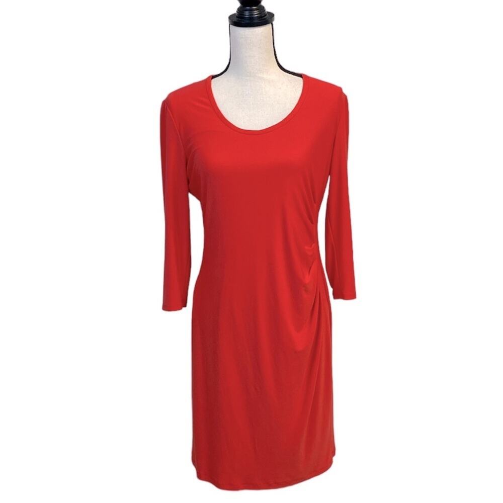 Anne Klein Coral Side Ruching Jersey Dress Size 10